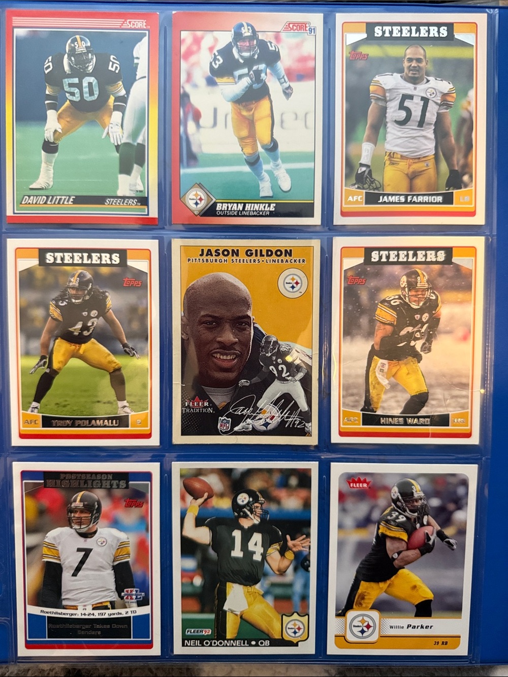 Pittsburgh Steelers Trading Card Binder Page - Black & Gold Collector Display